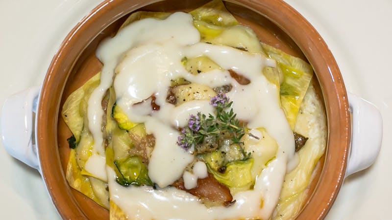 Lasagna with Pioppini mushrooms