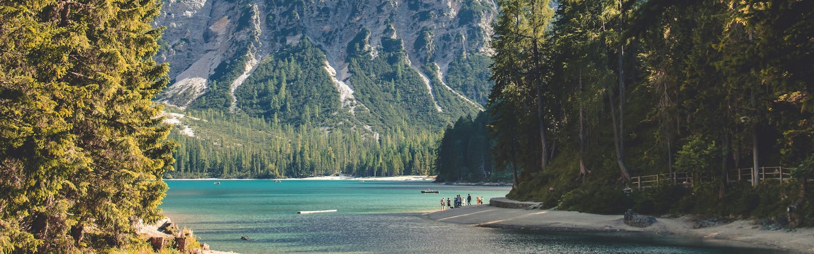 Montagne con lago e abeti