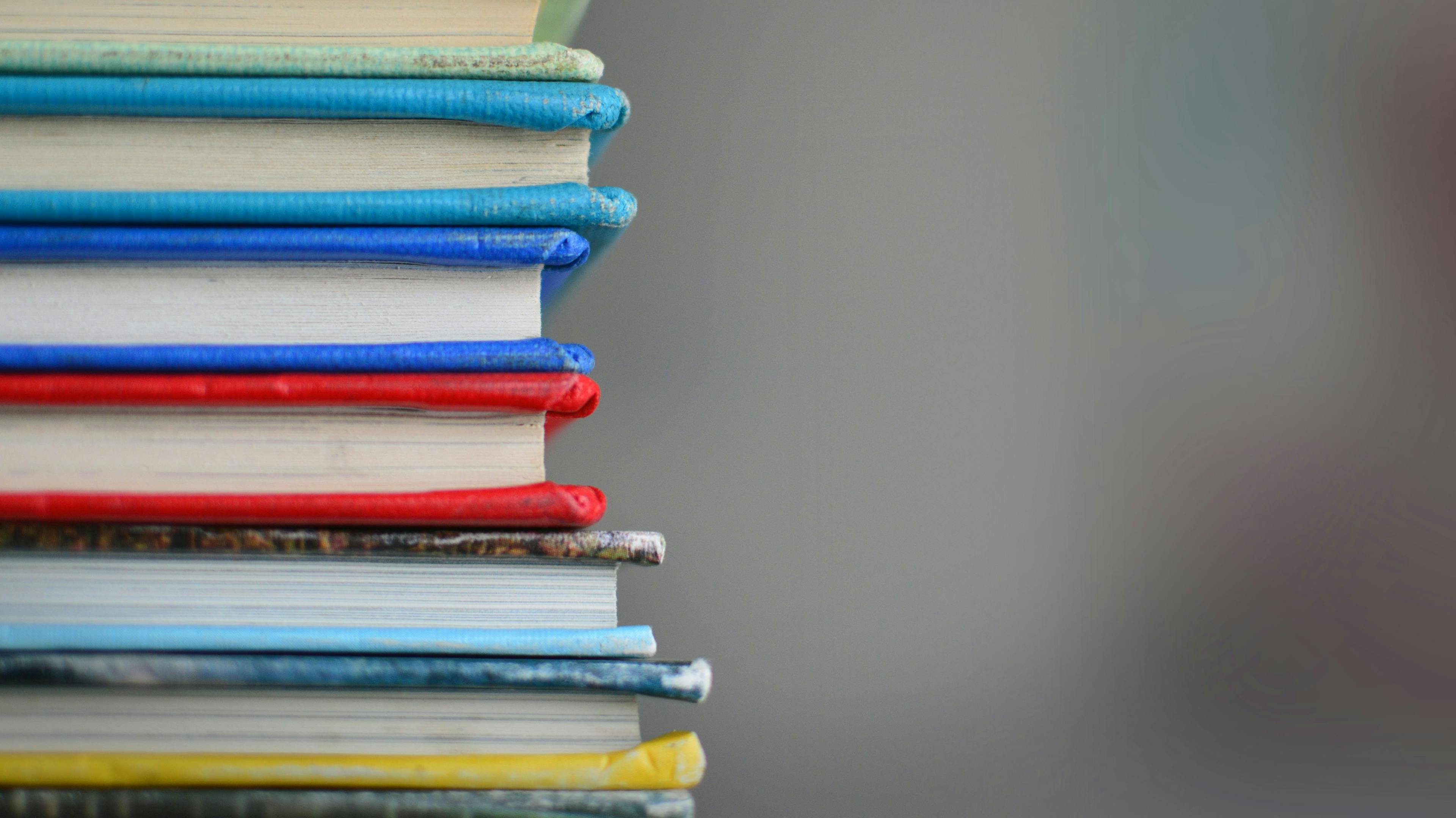 Stack of books with colorful covers