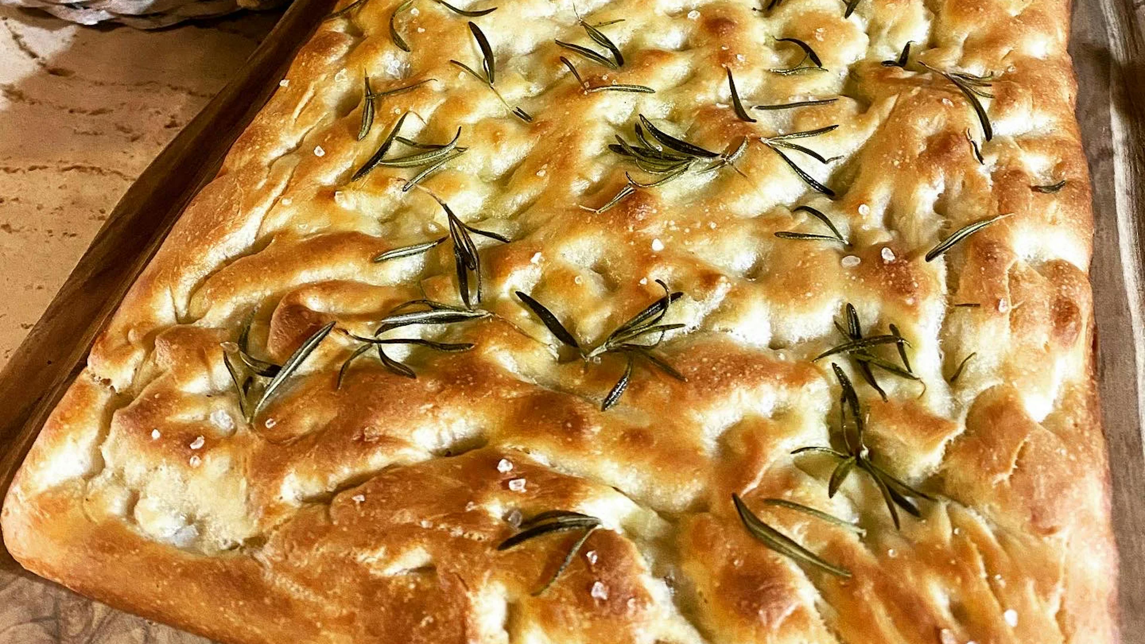 Baking tray with Genoese focaccia