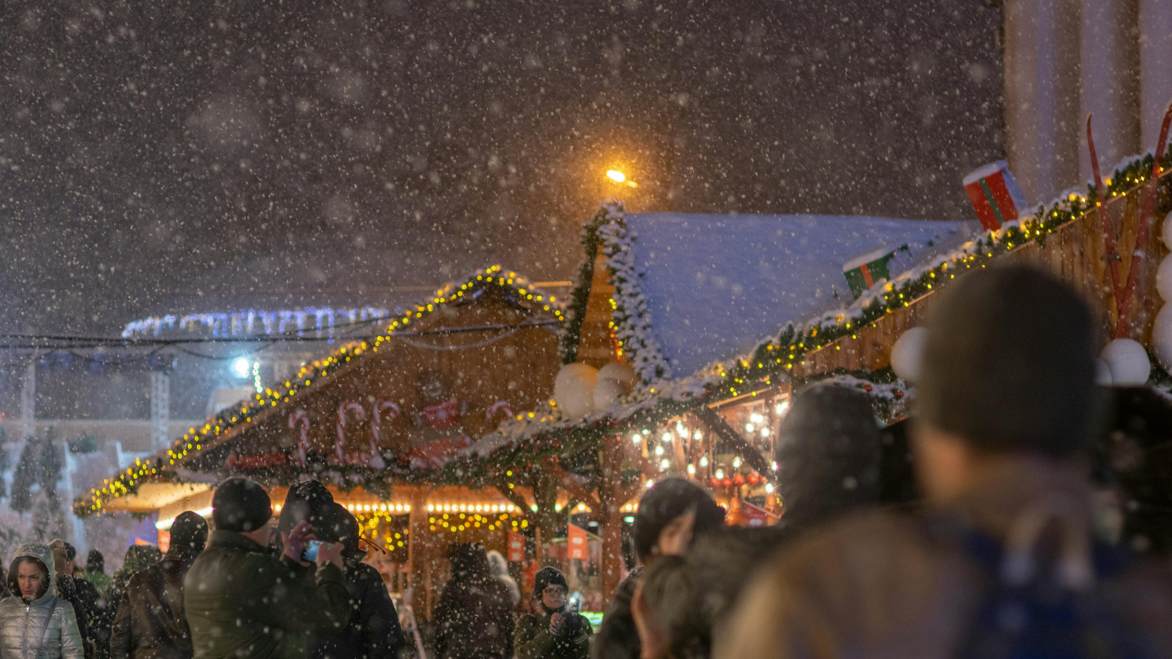 Christmas markets with snow