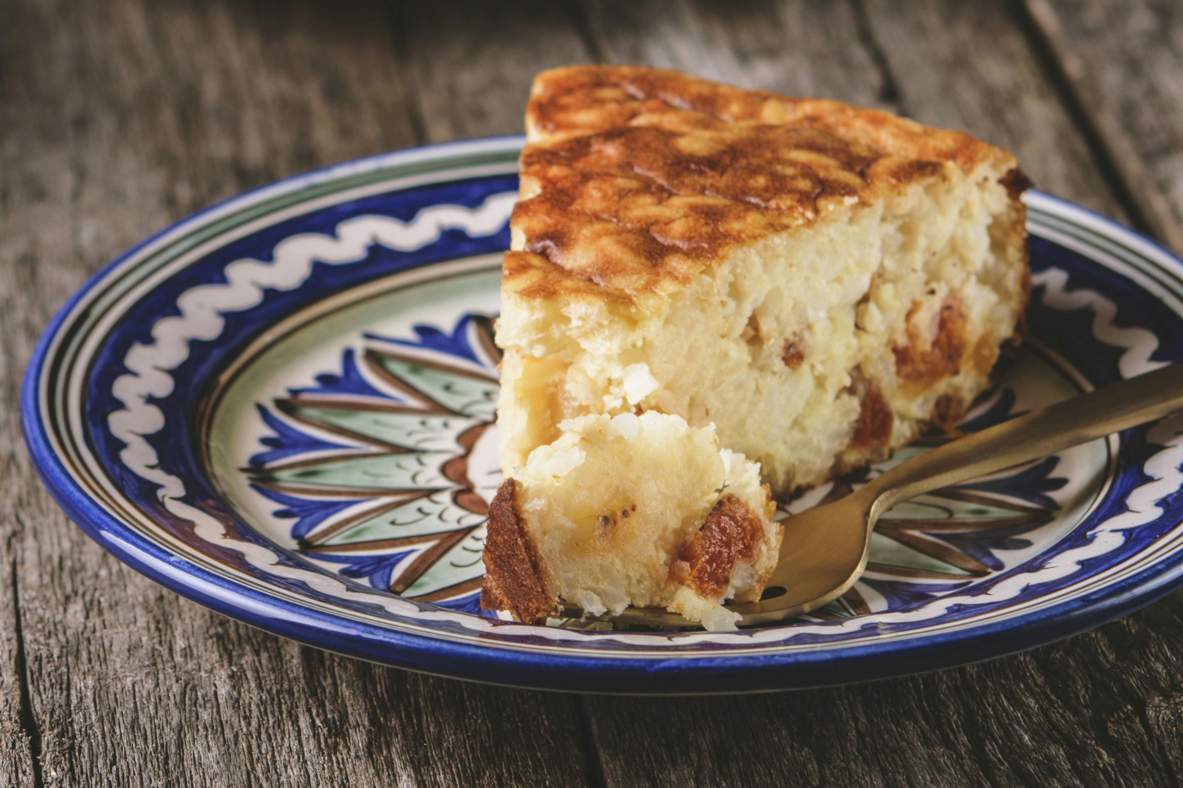 Slice of Italian Rice Cake on a small plate