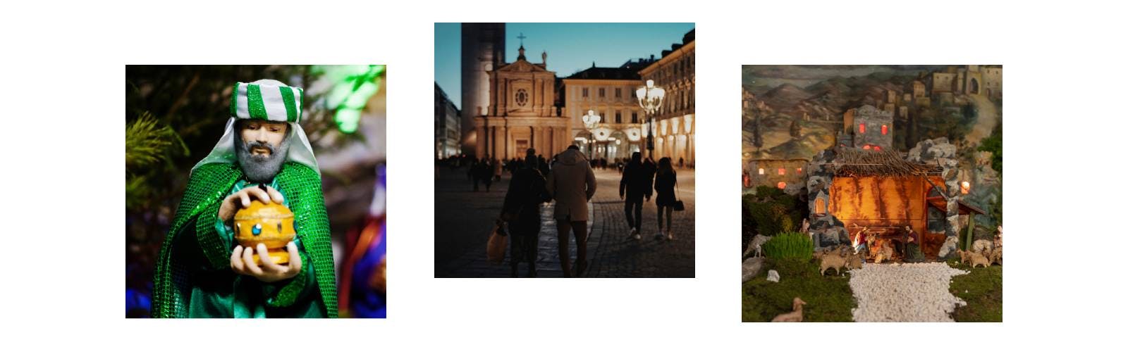 Composite photo with nativity scenes in Turin