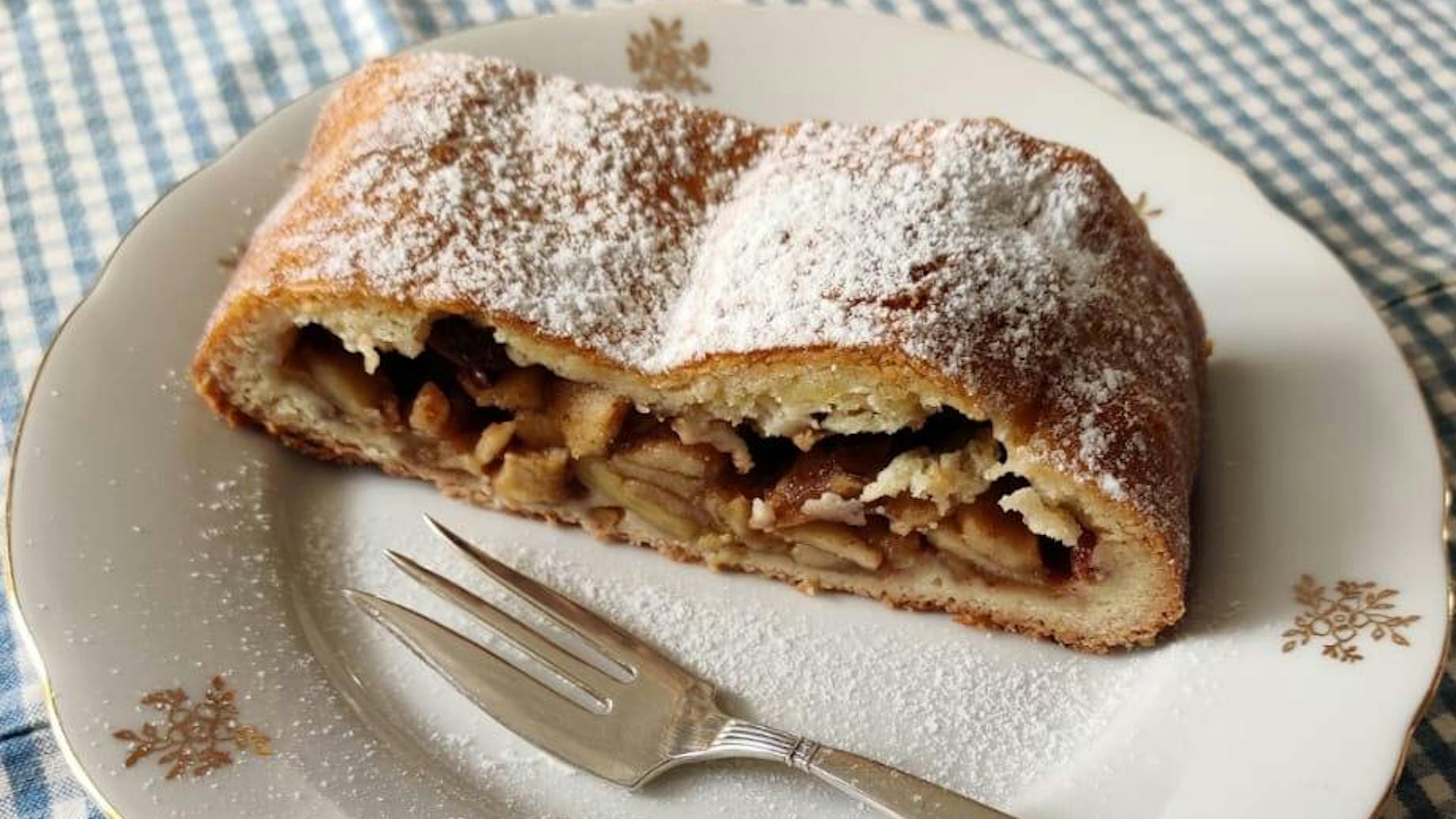 Slice of apple strudel