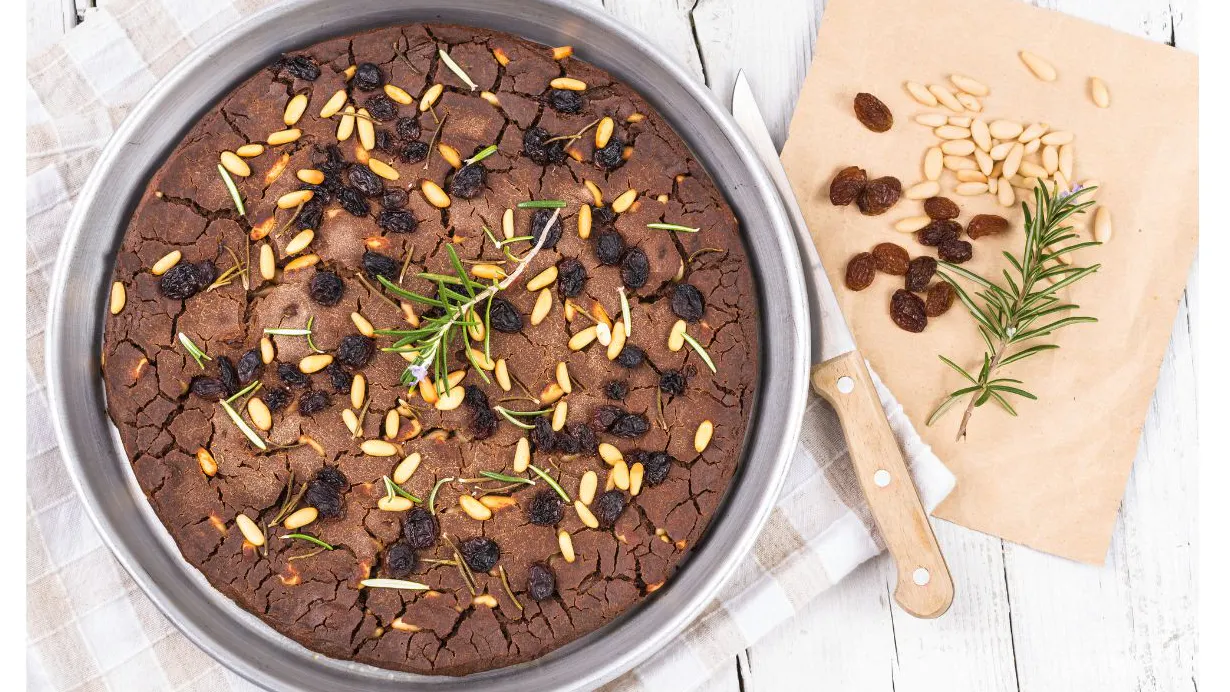 castagnaccio with rosemary and pinenuts