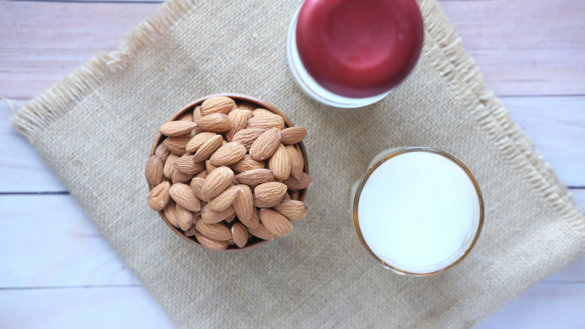 Almond milk, almonds