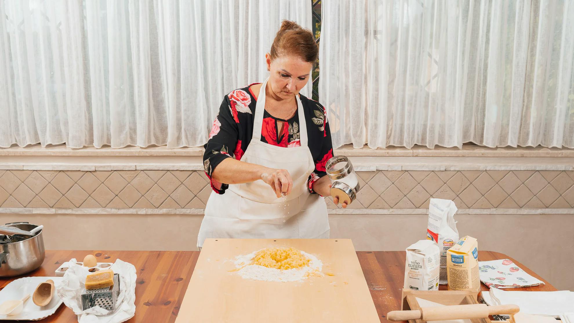 Cesarina Francesca at work in front of the cutting board