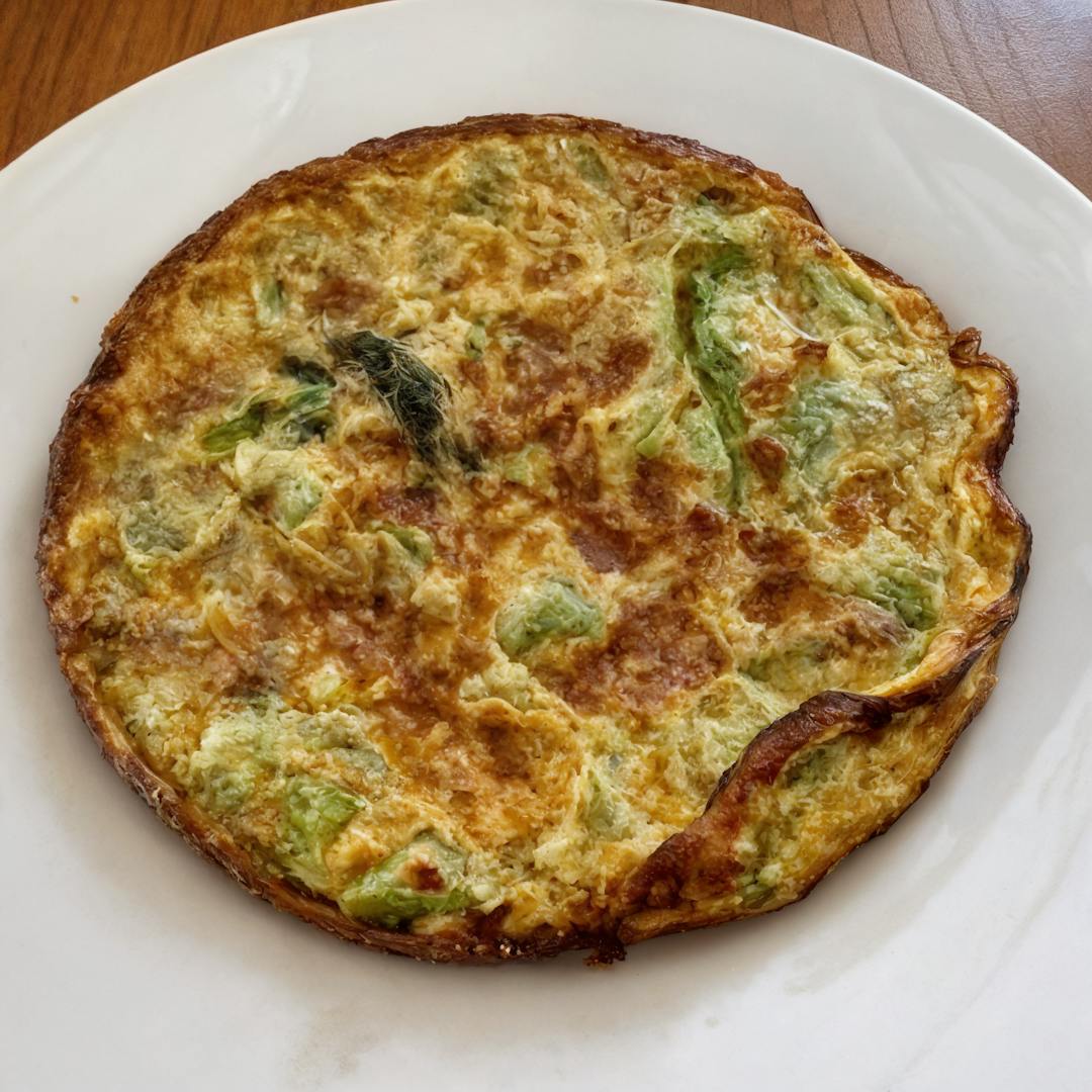 Frittata di pane e gambi di broccoli