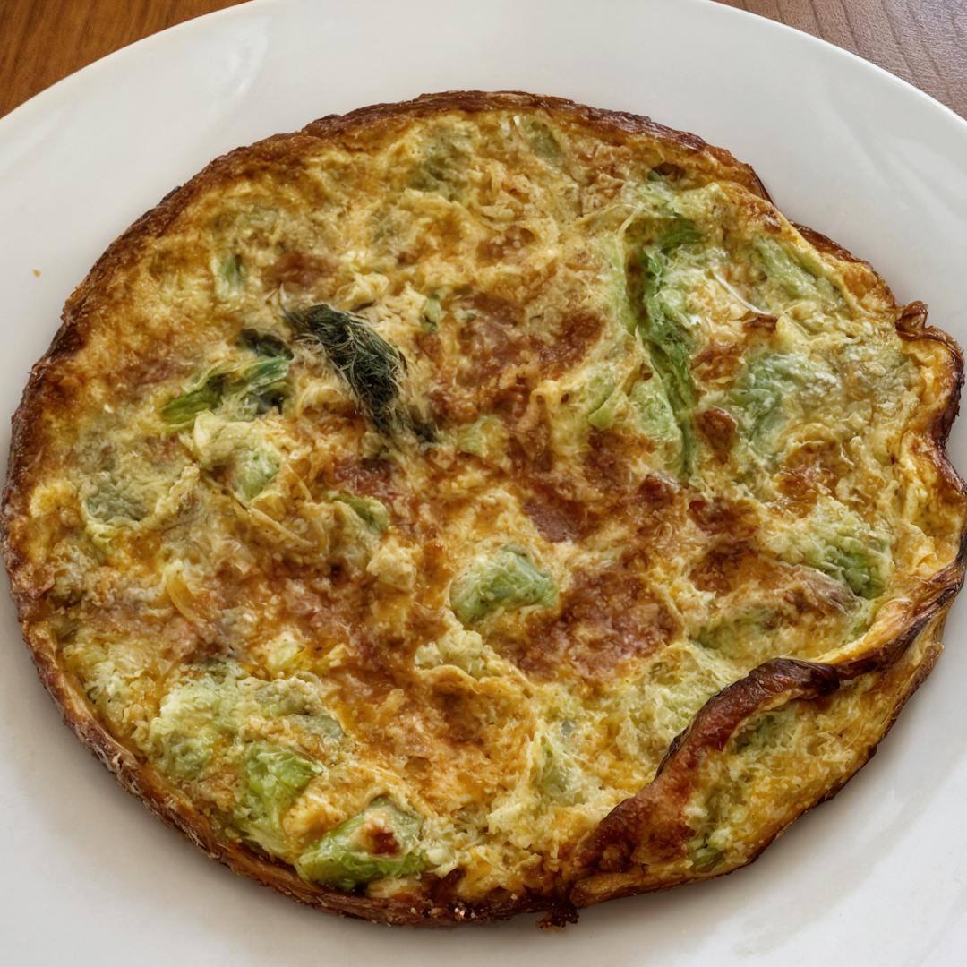 Frittata di pane e gambi di broccoli