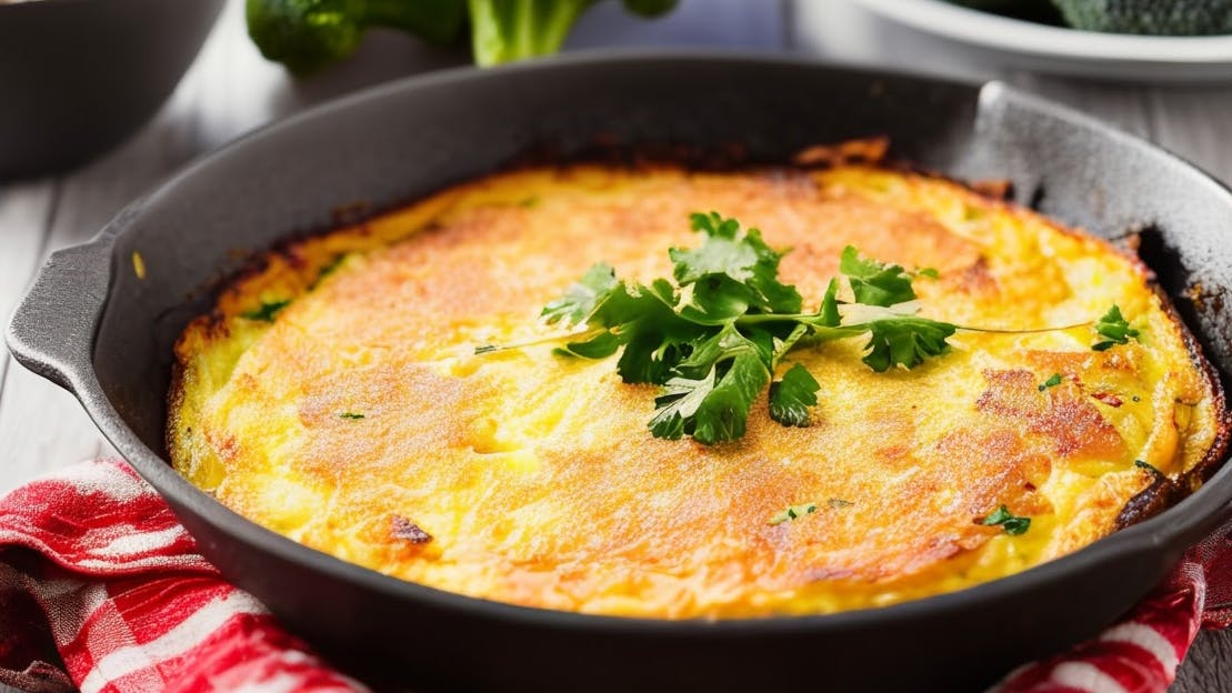 Rustic Bread Frittata with Broccoli stalks