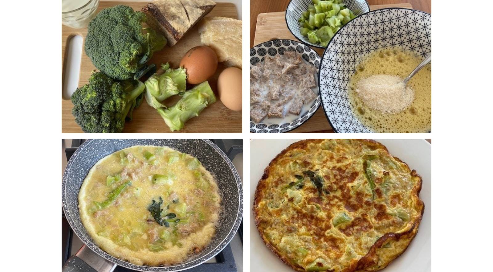Frittata di pane e gambi di broccoli - Fasi della preparazione