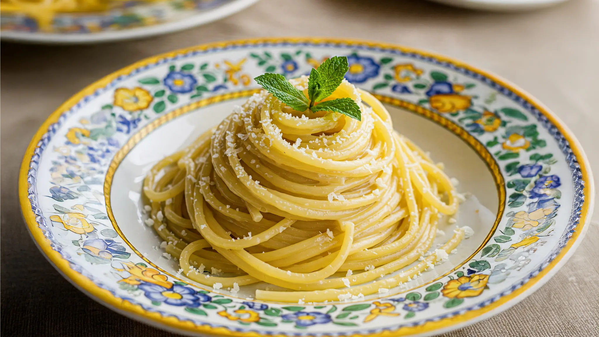 Spaghetti in lemon-infused water