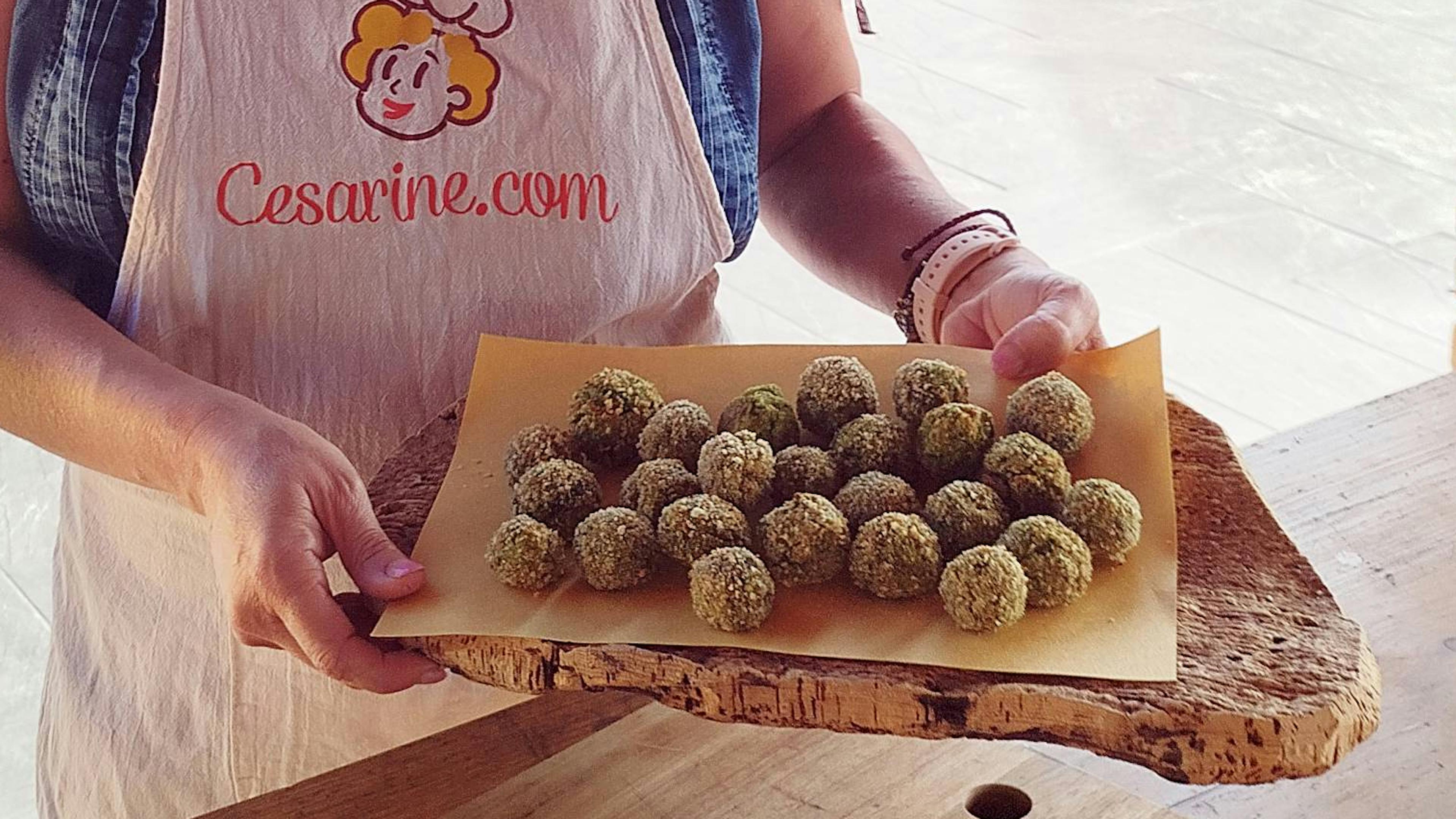 Cesarina Lara and meatless patties with Certaldo Spring Onions