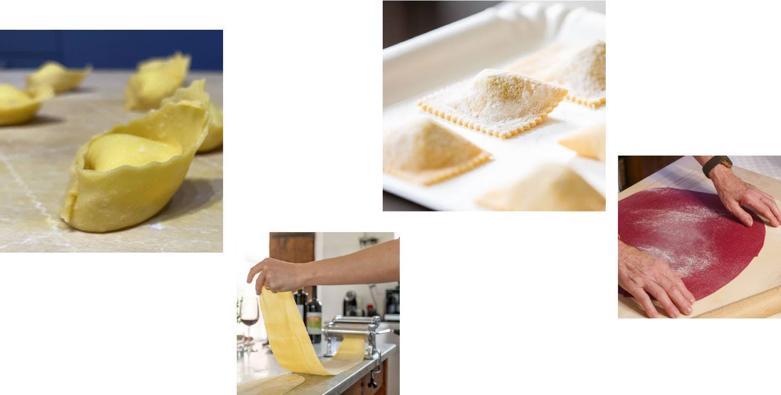 Fresh pasta, tortelloni, pasta sheets, ravioli
