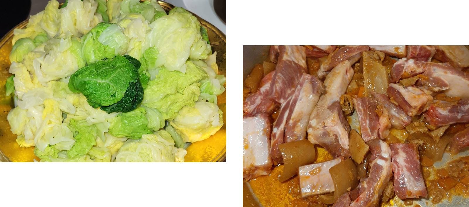 Cassoeula (cassola) in preparation – traditional Lombard pork and cabbage stew