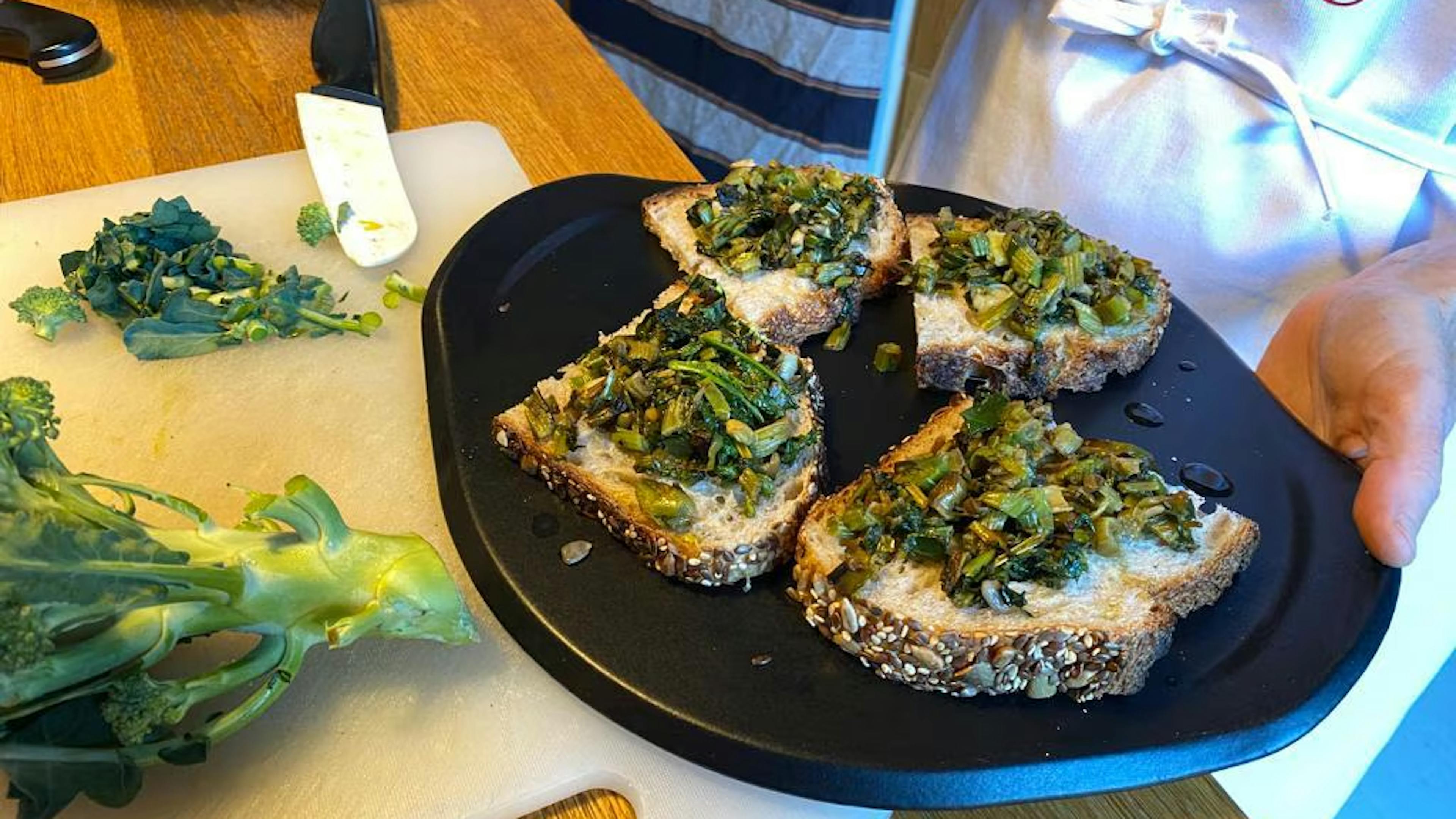 Bruschetta with Broccoli or Cauliflower Leaves