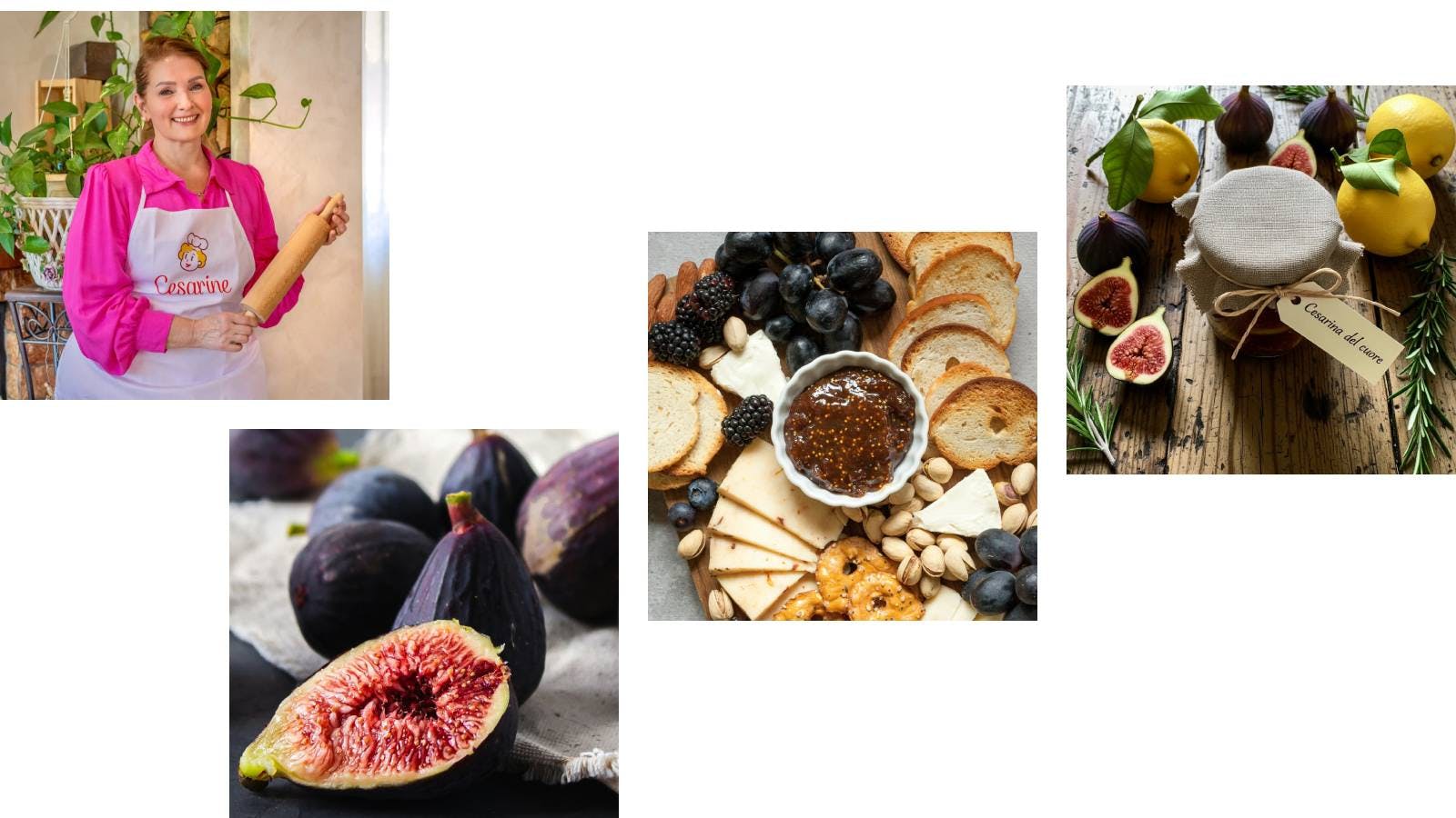 ChatGPT said:  Fig jam with lemon and rosemary, Cesarina Francesca from Civitavecchia, figs on a table, cheese board with fig jam