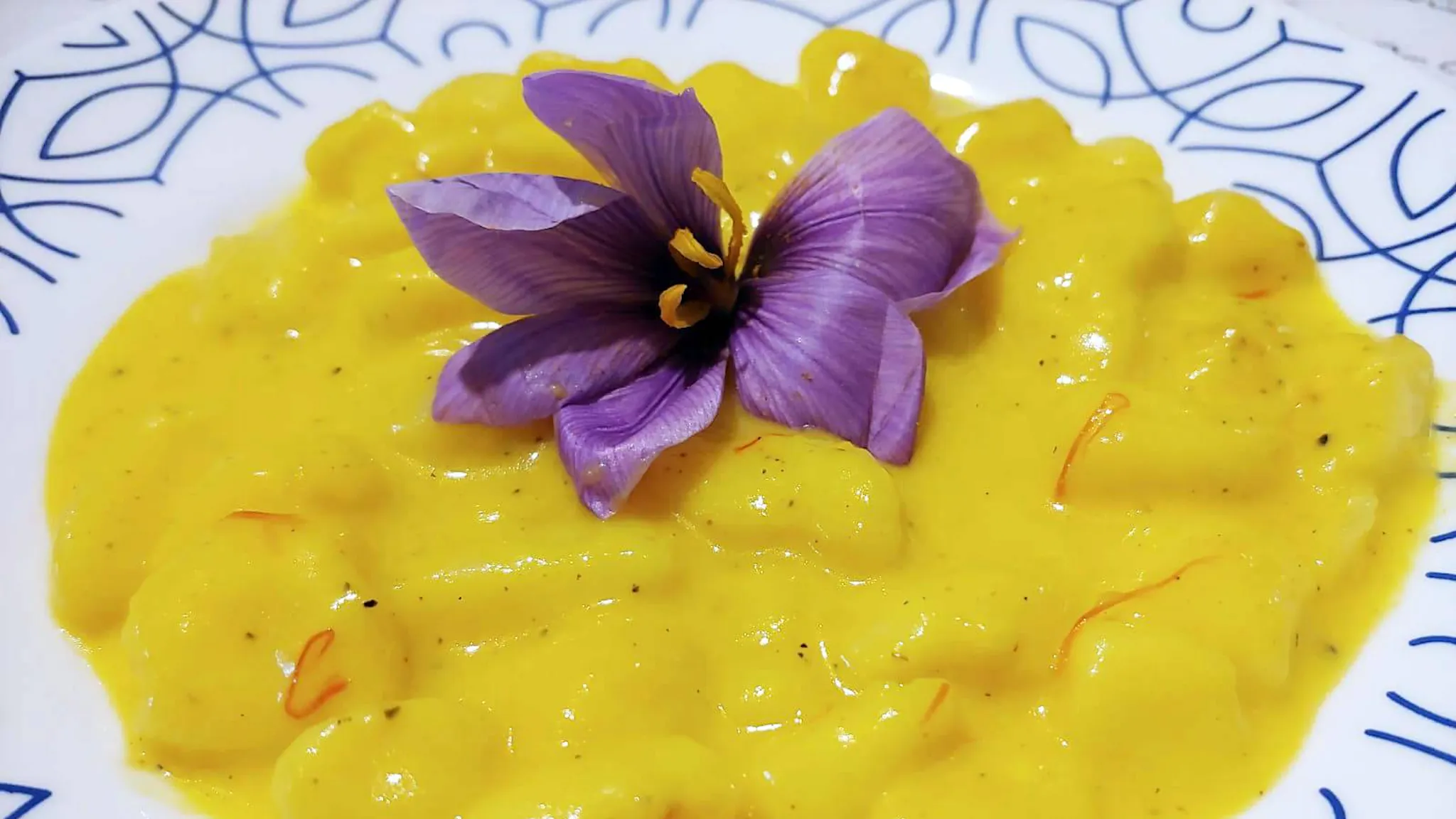 Kartoffelgnocchi mit Parmesan-Fondue und Safran aus dem Val d’Orcia