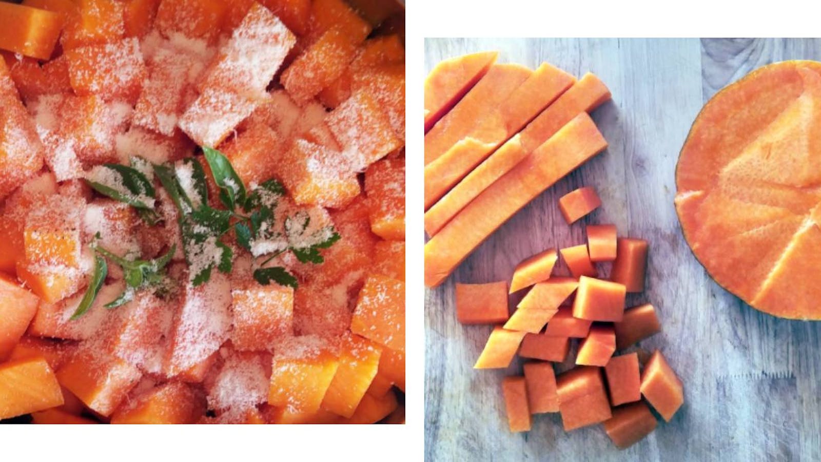 zucca tagliata a cubetti