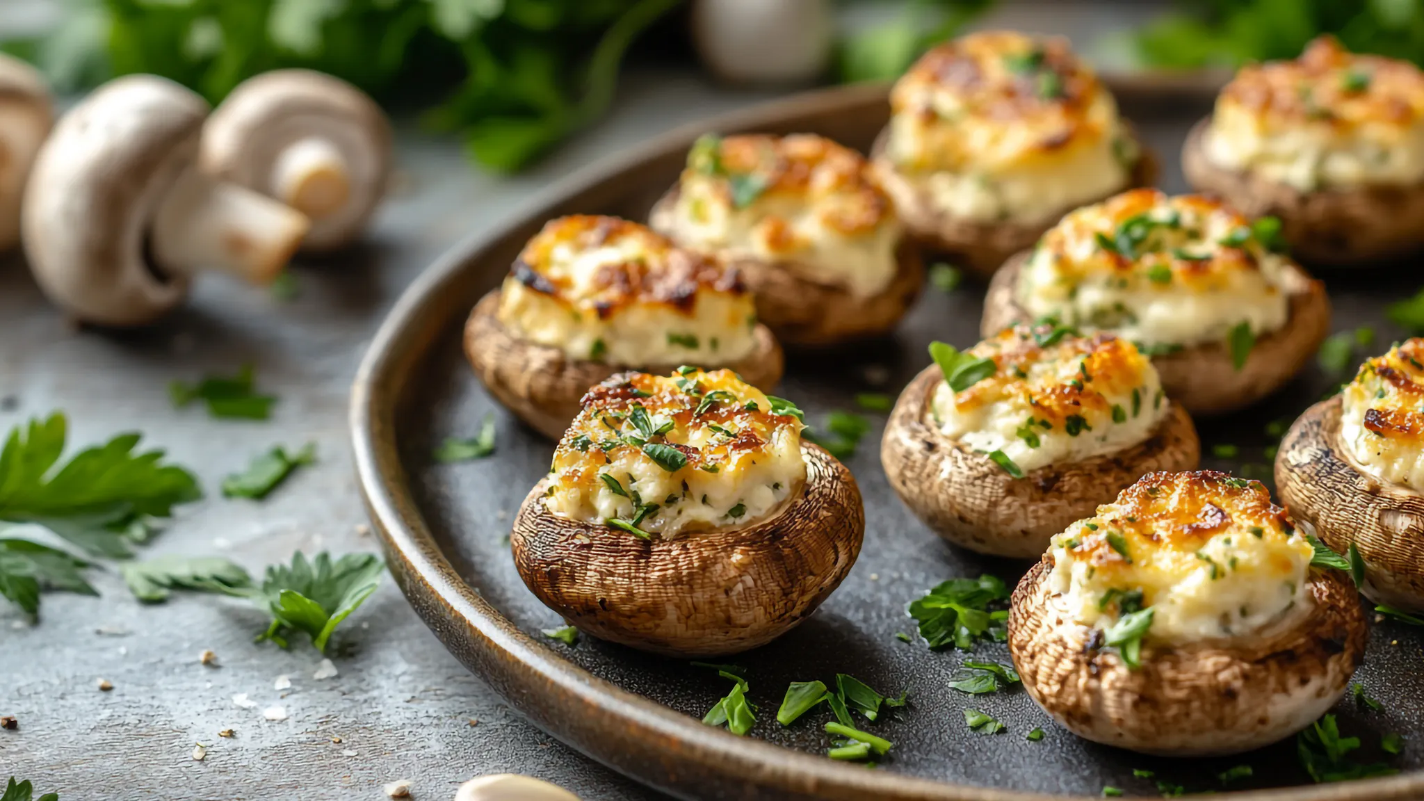 Baked stuffed porcini mushrooms, fall and winter recipes, appetizer, side dish