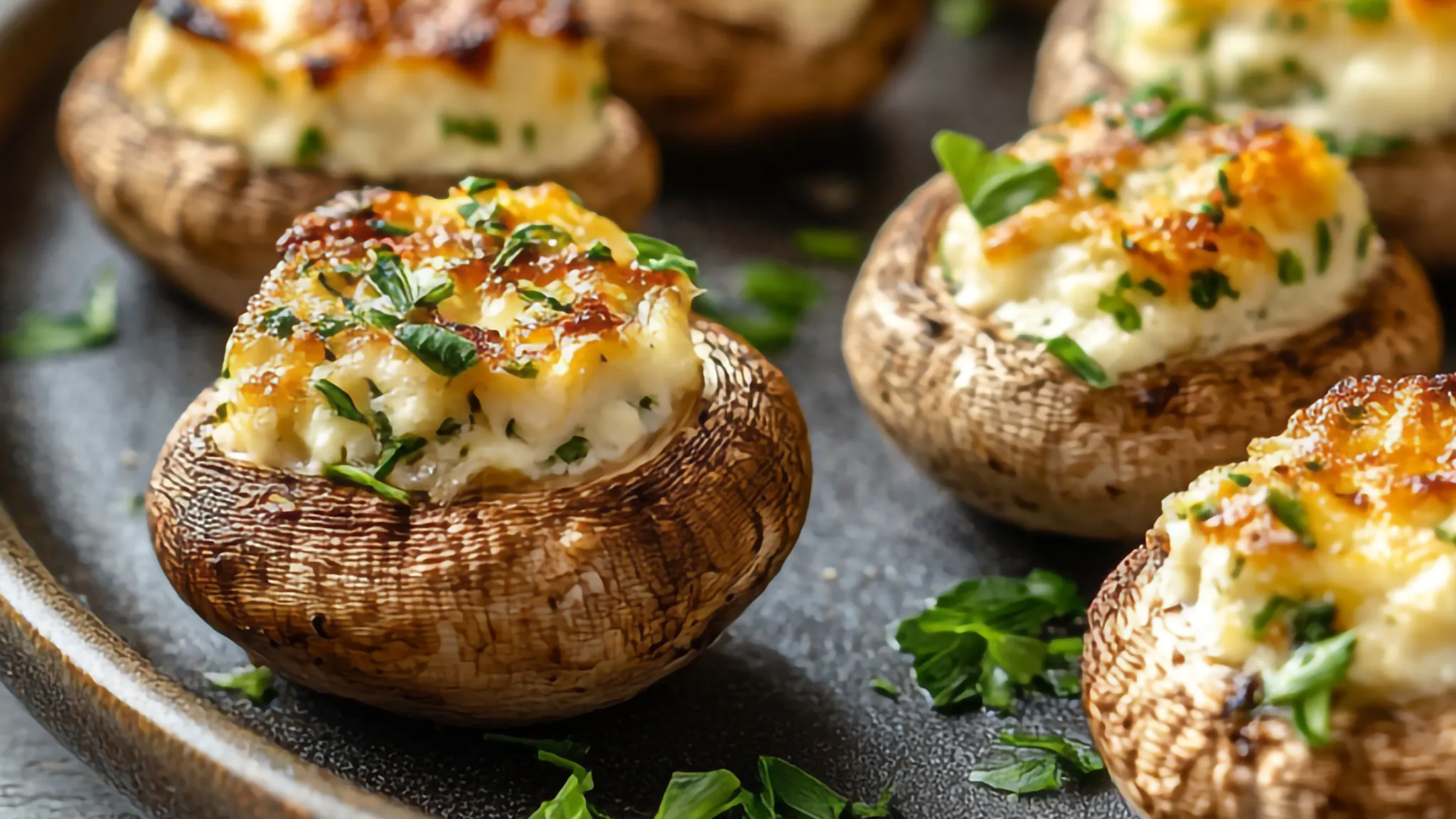Baked stuffed porcini mushrooms, fall and winter recipes, appetizer, side dish