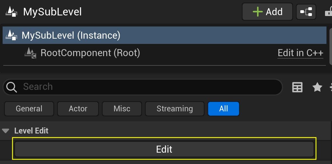 Cesium for Unreal tutorial: Upgrade to 2.0 Guide. Edit button under LevelInstance details.