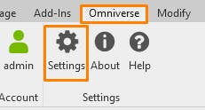 Cesium for Omniverse/Revit tutorial: Click on Omniverse > Settings to open the Settings dialog.