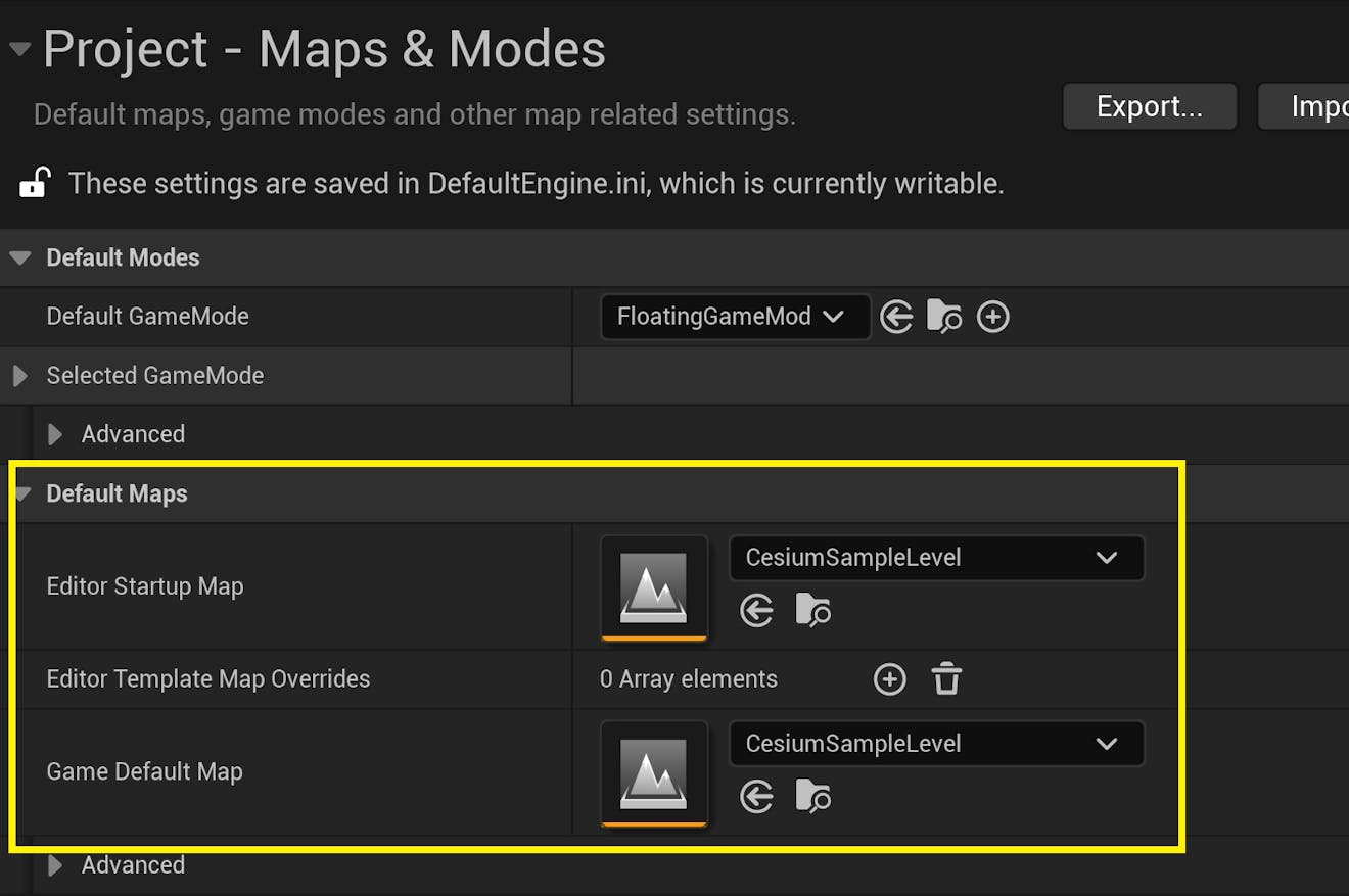 In the Project Settings window left sidebar, click on Maps & Modes, then look for the Default Maps settings. Change both the Editor Startup Map and the Game Default Map to your new level.