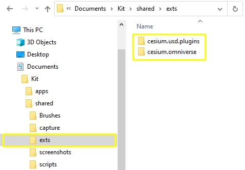 Extract the contents of the zip file into the following location within your computer’s user documents folder: /Kit/Shared/exts.