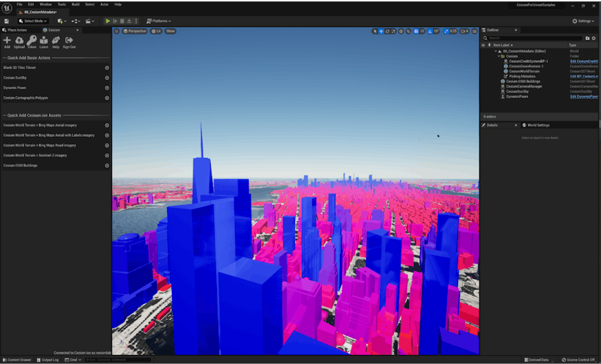 New York City buildings colored by height in Unreal Engine