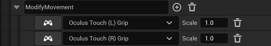 Input bindings for modifying movement