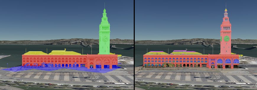 Street level photogrammetry of San Francisco Ferry Building from Aerometrex. 