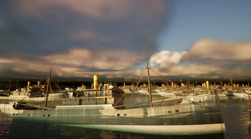 Ships in Mallows Bay visualized in Cesium for Unreal
