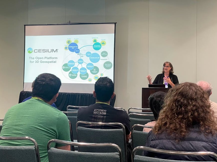 Cesium's Lisa Bos presents at the CARTO BOF at SIGGRAPH 2023