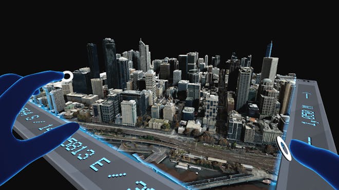 Aerometrex data of Melbourne, Australia in Project Anywhere XR, developed by Cesium, Epic Games, Microsoft, and NVIDIA
