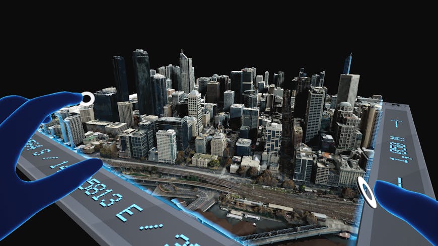 Aerometrex data of Melbourne, Australia in Project Anywhere XR, developed by Cesium, Epic Games, Microsoft, and NVIDIA
