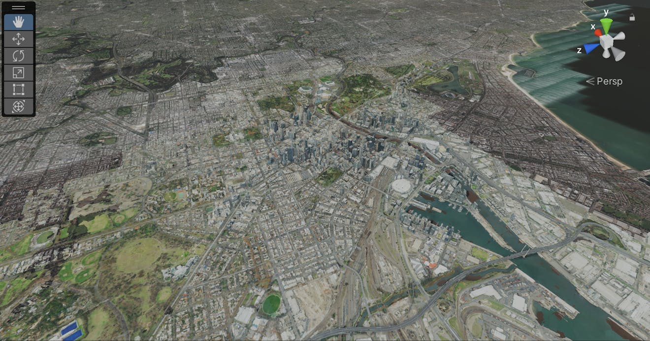 The area around Melbourne will be filled in with the global assets you added.