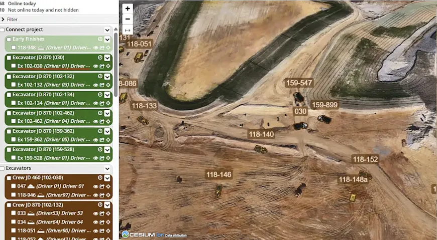 Aerial view of earthworks site