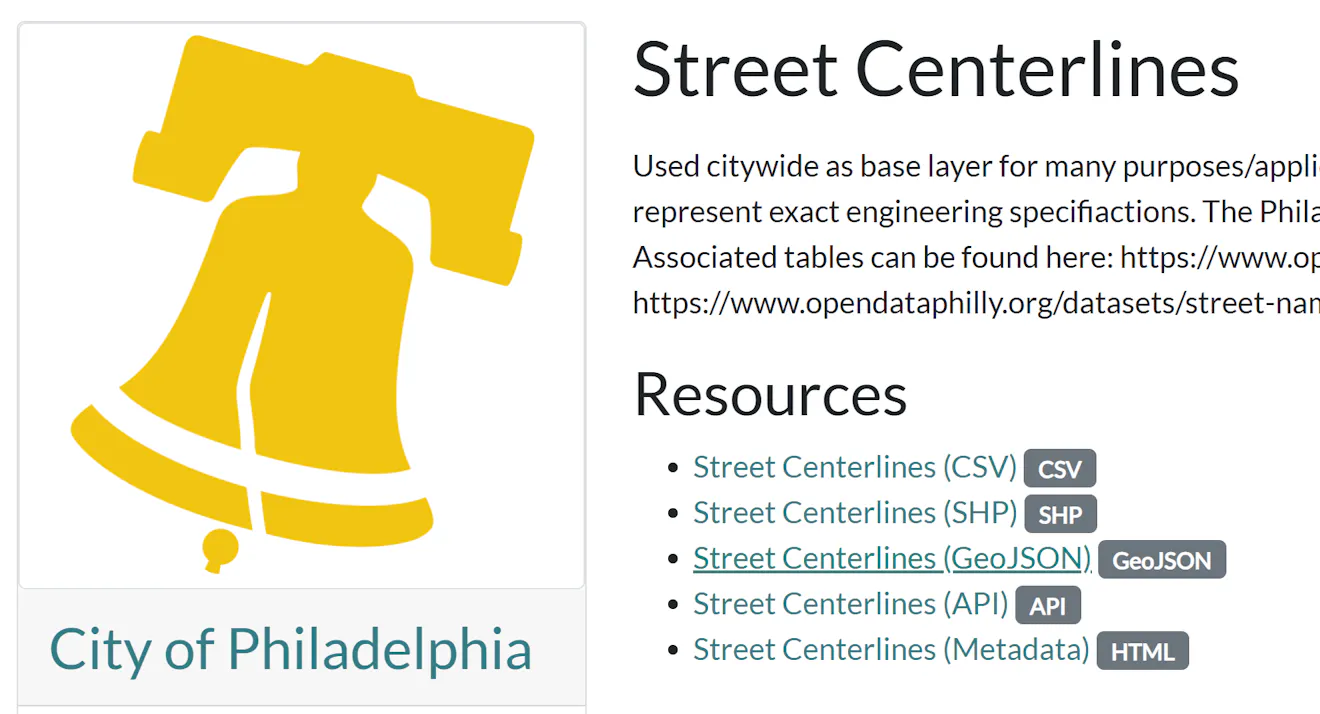 Street Centerlines GeoJSON dataset