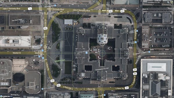 Satellite imagery of City Hall in Phiadelphia