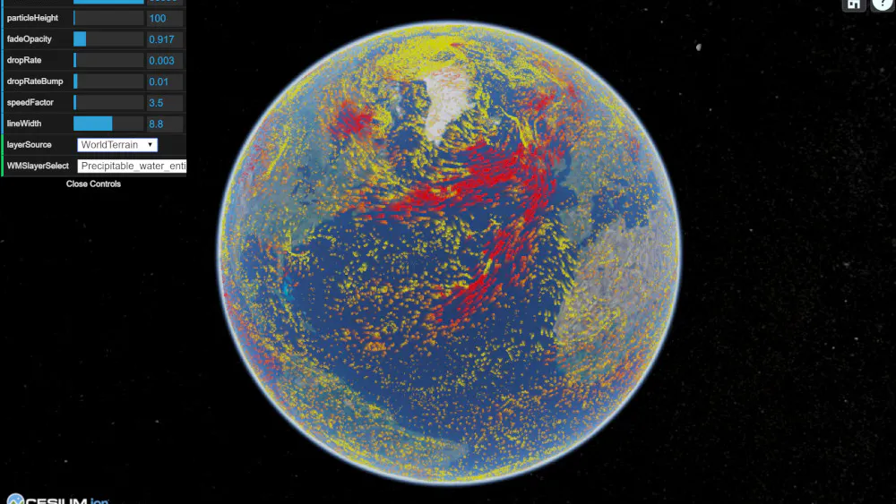GPU Powered Wind Visualization With Cesium – Cesium