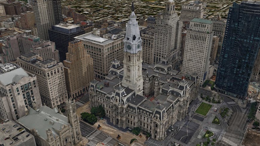 Philadelphia's City Hall, with shadows