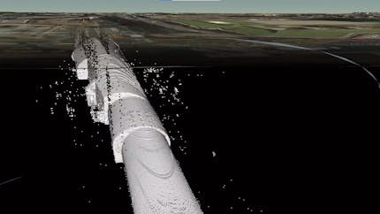 A tunnel that appears as a white tube that is underground