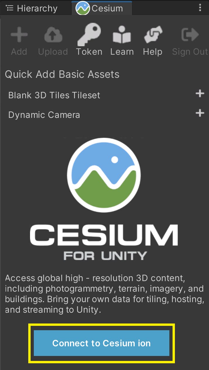Connect to ion button in Cesium panel