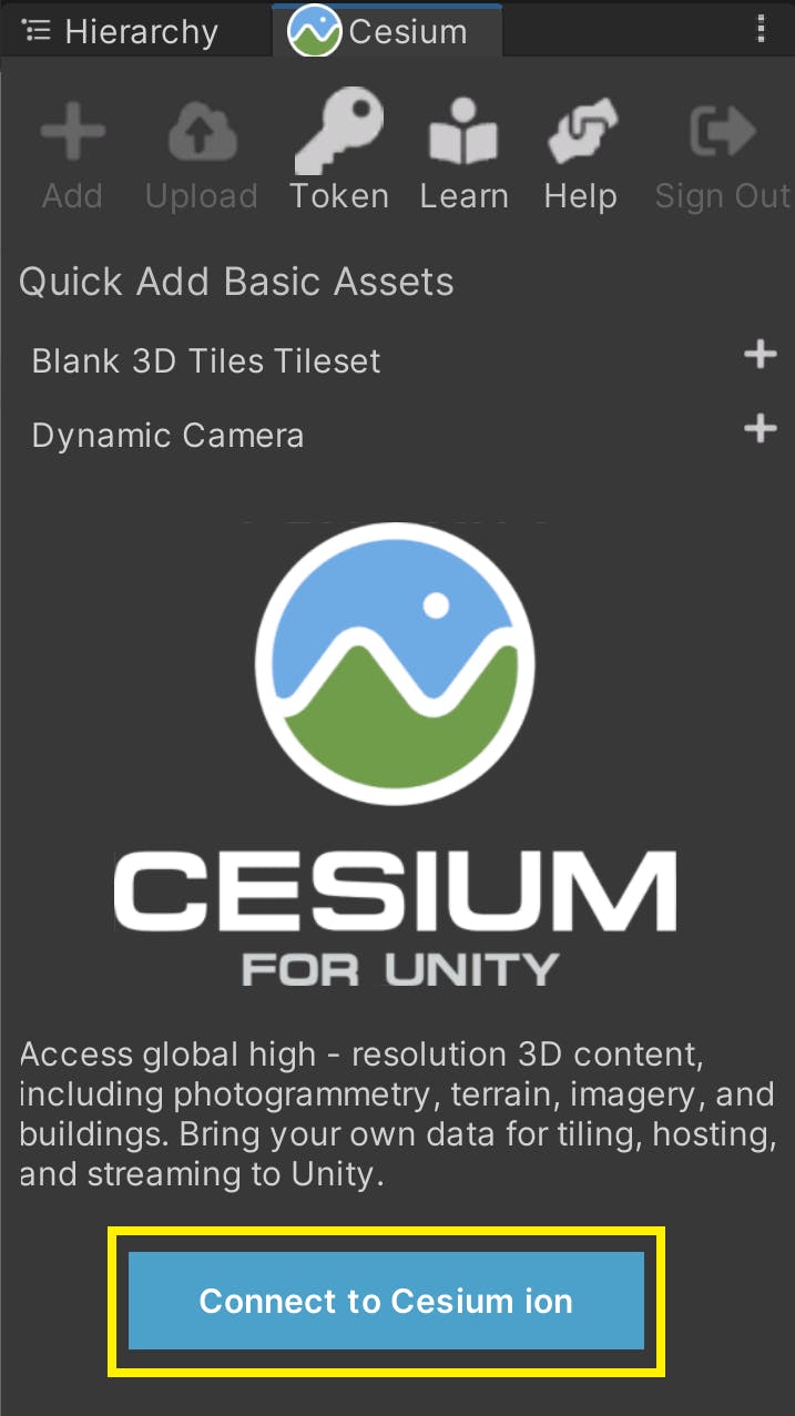 Cesium for Unity: connect to ion