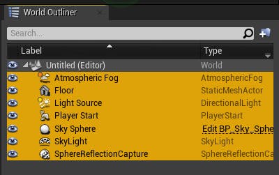 A screenshot of the World Outliner dialog
