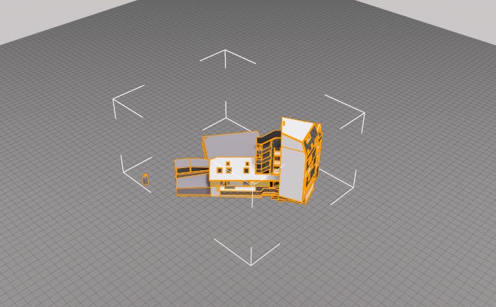 Cesium for Omniverse/Revit tutorial: Press F to zoom extents to the payload. You should notice it is now hovering above the origin of the stage, as indicated by the grid.