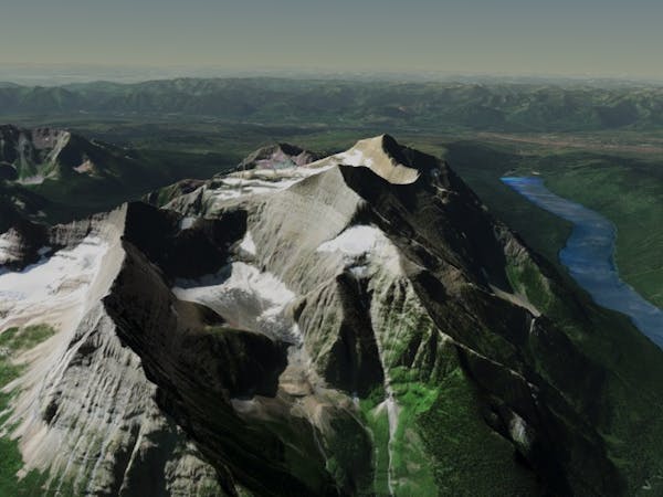 A mountain glacier in Cesium World Terrain