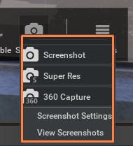 Right-click on the screenshot button to access additional screenshot modes and settings and open the screenshot folder.