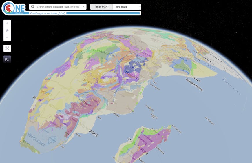 Bedrock age in Africa in OneGeology